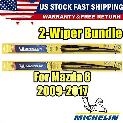 For MAZDA 6 - (2009-2017)- Direct Fit Pair Front 2x Michelin Wiper Blades Set • $24.23