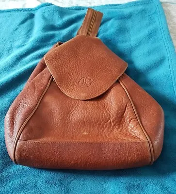 Vintage Boho Festival Backpack Tan Brown Leather Bag Handbag C4 • $45