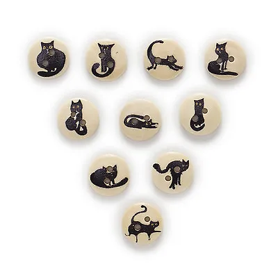 50pcs 2 Hole Cat Round Wood Buttons Home Decor Sewing Scrapbooking 15mm • $3.79