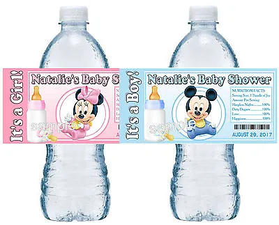 20 Mickey Minnie Mouse Baby Shower Favors Water Bottle Labels Party Favors • $9.99