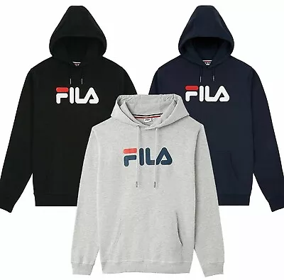 Fila New Mens Hoody Classic Pure Logo Streetwear Kangaroo Drawstring Hoodie • £15.99