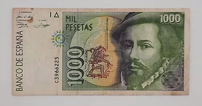 1992 / Banco De España Spain - 1000 Pesetas Banknote Serial No. C 396625 • £1
