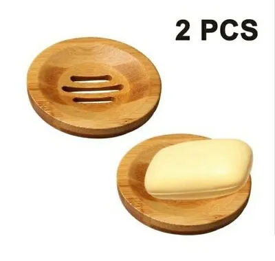 2 Pcs Natural Wooden Soap Dish Wooden Shower Soap Holder Handmade Soap Box • £4.99