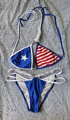 Veve American Flag USA Theme Diamante Comp Bikini Set Size 10 Small $4 EXPRESS • $199