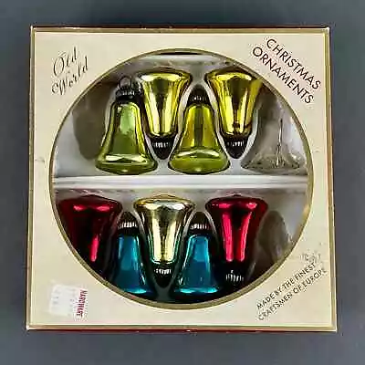 Vintage Old World Christmas Ornaments Original Box Of 9 Glass Bells That Ring  • $19.99