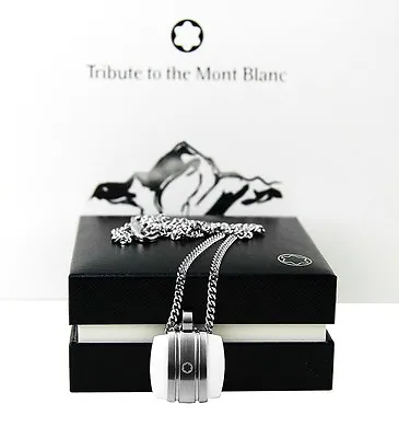Montblanc Tribute To Montblanc White Agate St. Steel Necklace 106715 New No Box • $245