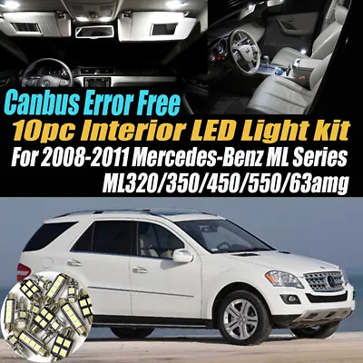 10Pc Error Free White Interior LED Light Kit For 2008-11 Mercedes-Benz ML Series • $16.16