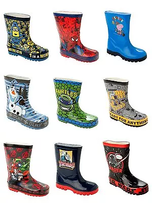 Boys Official Character Wellies Wellington Rain Snow Wellys Boots Uk Size 4-3 • £8.99