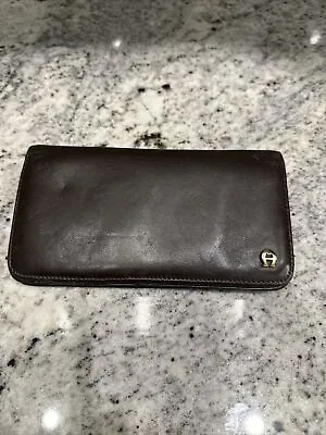VTG Etienne Aigner Clutch Wallet Dark Burgundy Leather Organizer Key Clip Mirror • $42.49