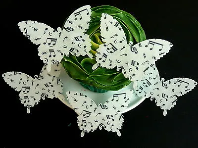 15 Music Notes Butterflies Edible Cup Cake Rice Wafer Paper Toppers  • £2.95