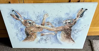 Boxing Hares Picture By Local Artist Ryan - NEW • £45