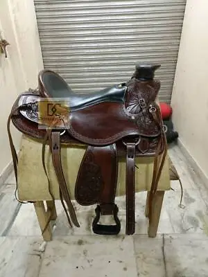 A Fork Premium Western Leather Wade Tree Roping Ranch Horse Saddles 10-18 • $295.51