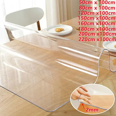 £10.99 • Buy 2mm Thick Clear Transparent Vinyl PVC Tablecloth Dining Table Protector Cover UK