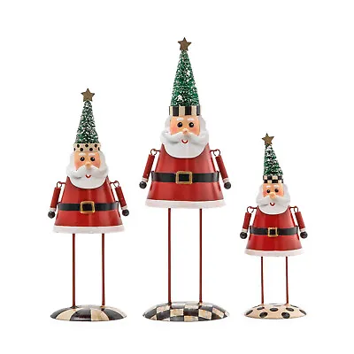 MacKenzie-Childs Tree Top Santa Figures Set Of 3 NEW In Box • $94