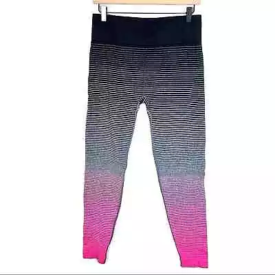 Marika Black And Pink Striped Athletic Leggings Pants Size XL B173 • $11