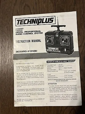 Vintage Techniplus AP-27 Instruction Manual • £2