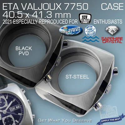 Watch Case Retro Style Fit Eta-valjoux 7750 40mm St.steel/black Pvd • $109