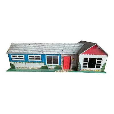Vintage Marx Tin Large Suburban Ranch Style Dollhouse House 1950s • $115