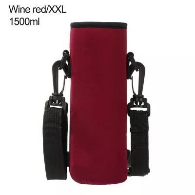 Water Bottle Holder Bottle Cover Neoprene Insulated Shoulder Strap Bag Case • £4.92