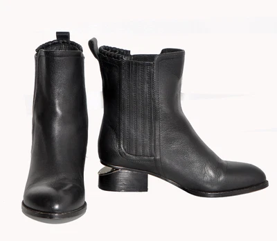 $150 • Buy Alexander Wang Boots Black Genuine Leather Pull On Women's Ankle Boots Size 36