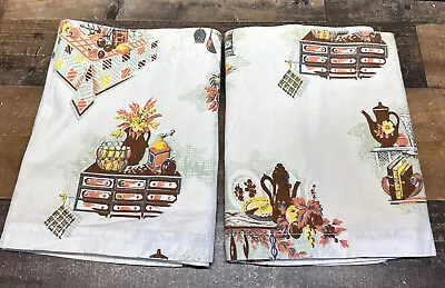 Vintage MCM Vignette Kitchen Scene Valances Lot/2 See Description • $15.88