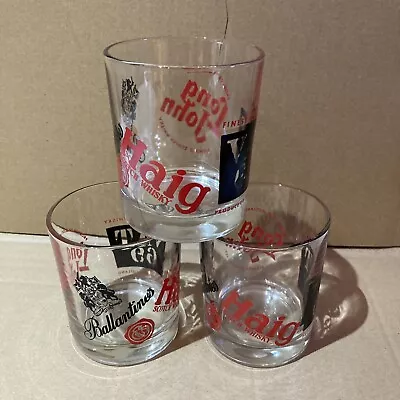 £9.99 • Buy Set Of 3 Low Ball Scotch Whisky Glass Ballantine's Haig Long John EXCELLENT