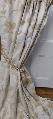 Superb Quality Lined And Interlined Curtains In Ivory And Gold With A Button... • £195