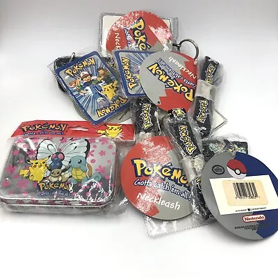 Vintage 1999 Pokemon Neckleash Lanyard And Tin Lot • $39.99