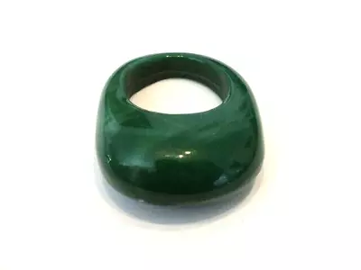 Vintage Art Deco 1920s-1940s Green Bakelite Blue Moon End Of Day Marbled Ring 6 • $49.85