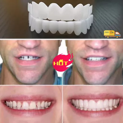 $7.39 • Buy  Snap On Upper Lower False Teeth Dental Veneers Dentures Fake Tooth Cover Set US
