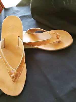 Greek Tan Leather Sandals Made In Greece Size 39Us 8.5 • $24.90