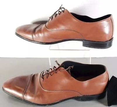 SALVATORE FERRAGAMO Men Dress Shoes OXFORD Cap-Toe Brown Sz 11 • $16.99