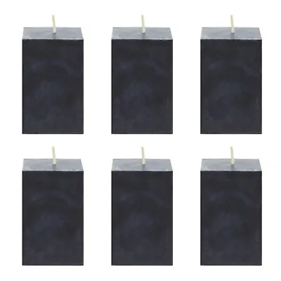 Mega Candles - Unscented 2 X 3  Hand Poured SQR Premium Pillar Candle Black 6PCS • $18.99