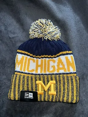 NWT Michigan Wolverines NCAA Sports Knit Beanie Fleece Lining OSFA Unisex • $20
