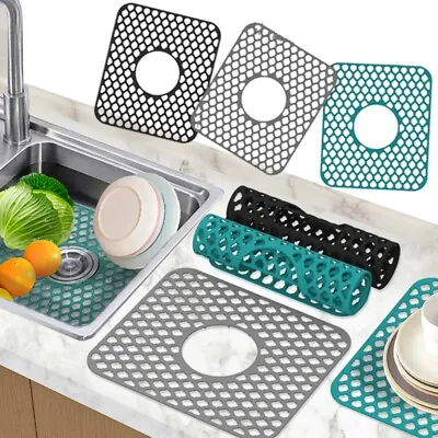 Sink Draining Mat Anti-Slip Drainer Scratch Protector Liner Clear Kitchen Tidy❤ • $16.63