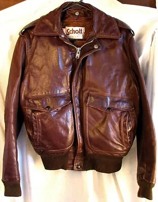 SCHOTT BROS LEATHER BOMBER JACKET W LINER VINTAGE • $479.99