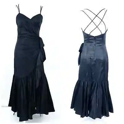 Vintage Black Cocktail Prom Party Dress 80s TD4 Eletra Maxi Long Dress Elegant • $100.79