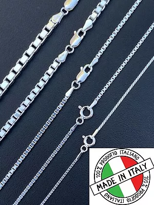 Real Solid 925 Sterling Silver Box Chain 1-4mm Necklace Men Ladies 16-30  ITALY • $20.58