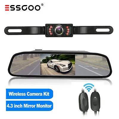 4.3  Car Wireless Reverse Camera LCD Monitor Car Mirror Rear View Waterproof Kit • $56.95