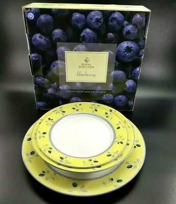 £39.88 • Buy Royal Doulton Blueberry Dinnerware 3 Three Piece Set Plate Bowl 2005