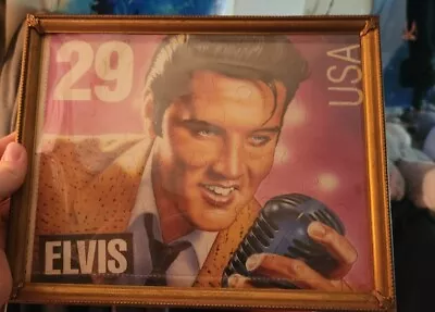 Elvis Presley 29 Cent Stamp Puzzle Piece Framed Picture • $16