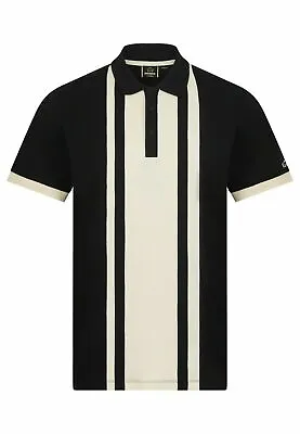 £47.99 • Buy Mens Merc London Retro Mod Stripe Soft Cotton Smart Polo Shirt Fry - Black