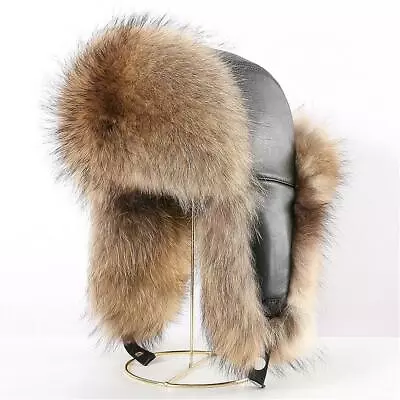 Men's Fox Fur Hat Thicken Winter Warm Sheep Skin Cap Fashion Handsome For Father • $56.19
