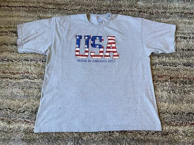 Made In America 2017 USA Flag Graphic Gray T-Shirt Mens 2XL 50-52 Made In USA • $12.75