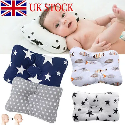 Newborn Baby Cotton Pillow Prevent Flat Head Infant Anti Roll Pillow Positioner • £5.98