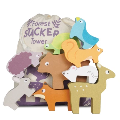 £10.95 • Buy Le Toy Van PL087 Wooden Petilou Forest Stacker Tower And Bag