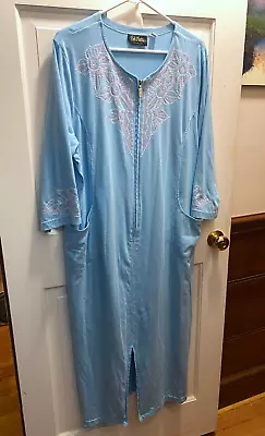 £38.64 • Buy Bob Mackie Wearable Art Sequined Light Blue Long Robe Zip Front Size XL