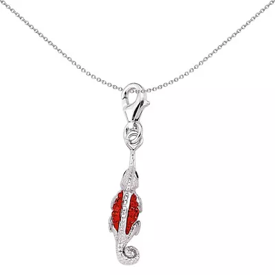 Sterling Silver Jewelco London Red Crystal Chameleon Lizard Link Charm • $32.99