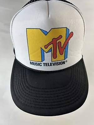 Vintage MTV Hat Music Television Trucker Hat Snapback Black Adjustable Cap Mesh • $15.99