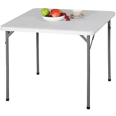 3 Foot  Square Plastic Folding Table Dining Card Table For Wedding Event White • $50.58